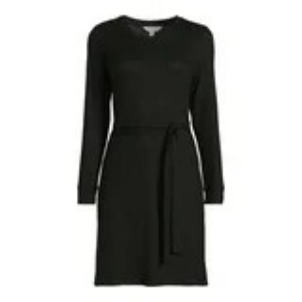 Time & Tru Black Knit Sweater Mini Dress Size XL Minimalist Goth Classic LBD